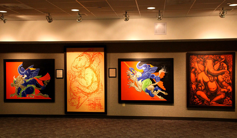 Rahul's
paintings in the gallery.